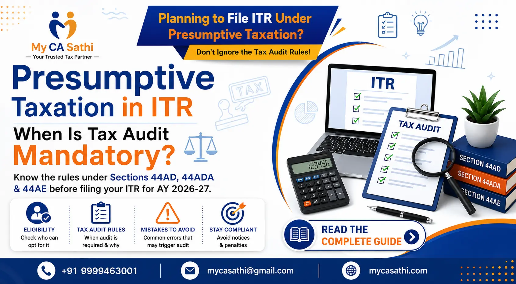 Presumptive Taxation in ITR: When Is Tax Audit Mandatory? Rules, Exceptions & Complete Guide (AY 2026-27) image